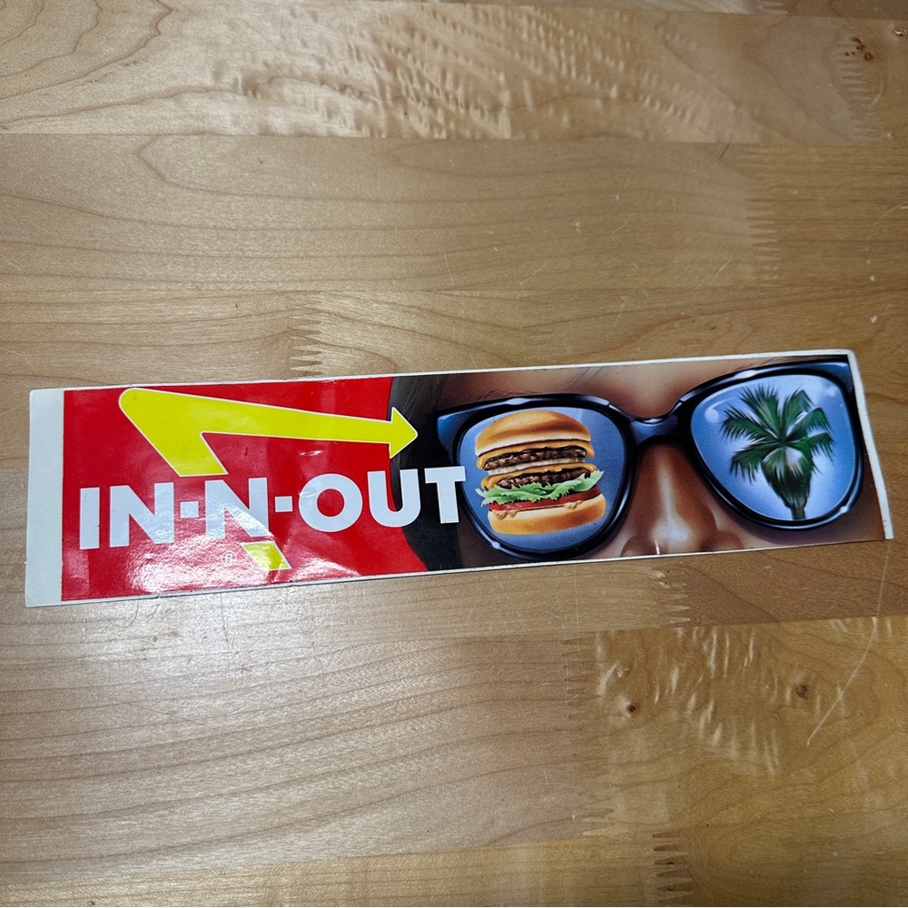 Vintage In-N-Out Burger Bumper Sticker Sunglasses Logo 11.5”